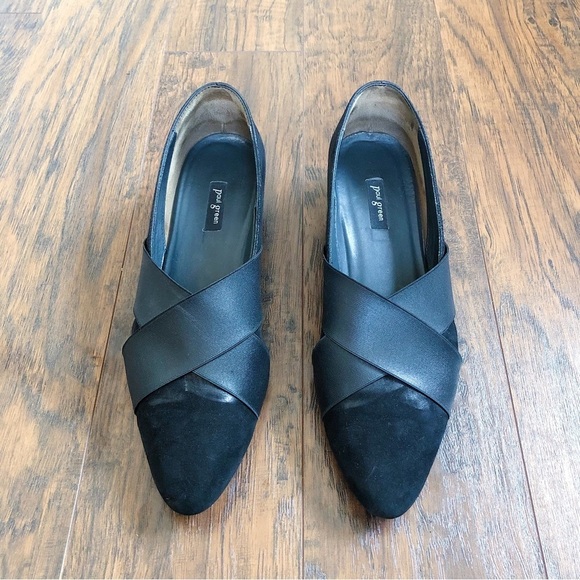 Paul Green • Daniella black suede wedges pumps heels pointed toe elastic strap - Picture 3 of 11